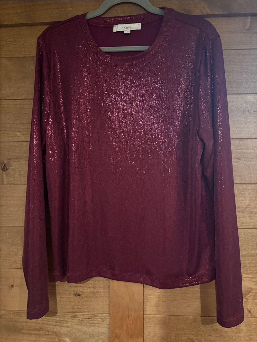 LOFT Shimmery Wine Long Sleeve Tee
